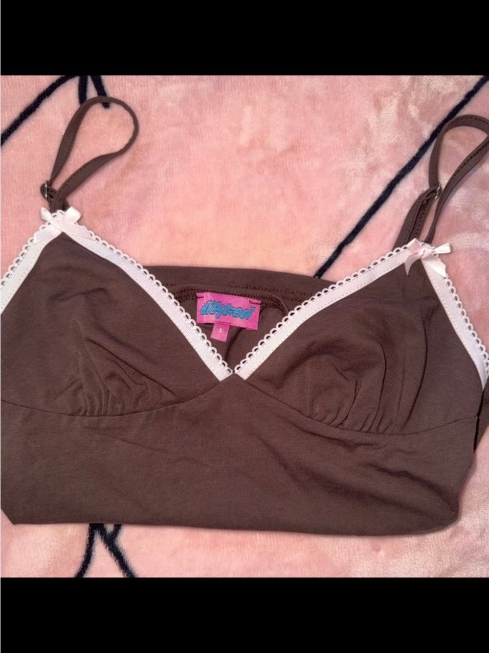 Edikted Brown and Pink Top w Bows Sz Small - Picture 6 of 7